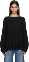 Our Legacy Black Double Lock Long Sleeve Sweater In Black Crochet Stripe
