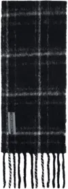 Our Legacy Fringed Plaid Scarf Soft Texture In Black