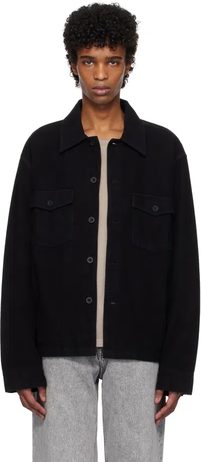 Our Legacy Black Evening Coach Jacket In Black Brushed Cotton