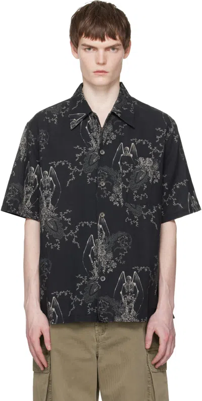 Our Legacy Mens Death Paisley Print Graphic-print Short-sleeve Cotton And Linen Shirt In Multi