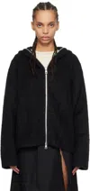 Our Legacy Black Full Zip Hoodie In Black Hairy Wool