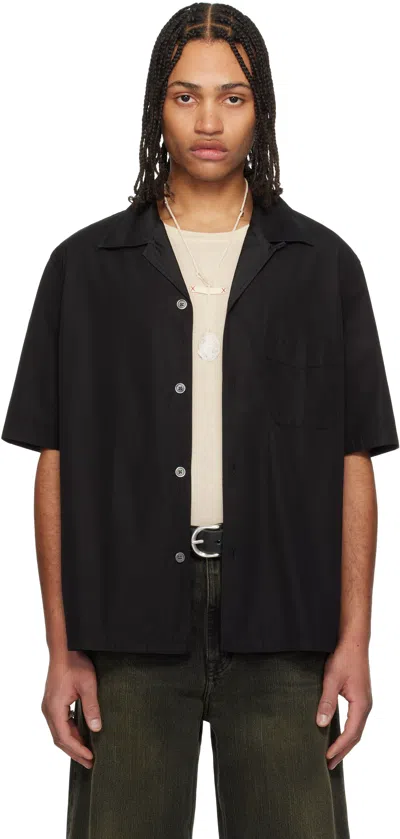 Our Legacy Black Heusen Short Sleeve Shirt In Black All Day Poplin