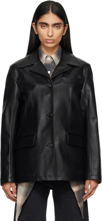 Our Legacy Black Lane Leather Jacket In Heavy Grain Black