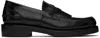 Our Legacy Polished Black Leather Loafers With Decorative Fringe Detail In Black