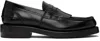Our Legacy Polished Black Leather Loafers With Decorative Fringe Detail In Black
