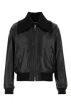 Our Legacy Bomber Jacket Leather Large Collar In Blackbullhide
