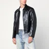 Our Legacy Tailored Leather Jacket With Classic Collar And Front Zip Closure In Black