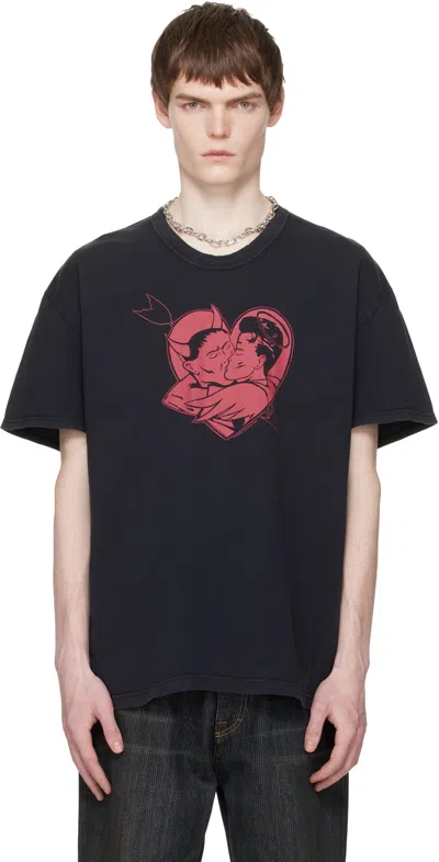 Our Legacy Mens Love Story Print Loose Love Graphic-print Cotton T-shirt In Black