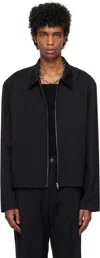 Our Legacy Jacket With Collar In Black Worsted Wool