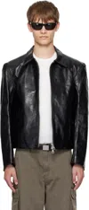 Our Legacy Dyed Leather Moto Jacket In Black