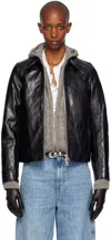 Our Legacy Black Mini Leather Jacket In Top Dyed Black