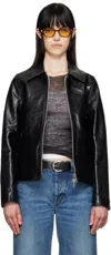 Our Legacy Black Mini Leather Jacket In Top Dyed Leather