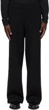 Our Legacy Reduced Straight-leg Crinked Cotton-blend Trousers In Black Pseudo Knit