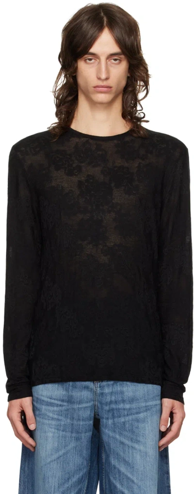 Our Legacy Black Regular Long Sleeve T-shirt In Black Romantic Therm