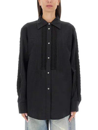 Our Legacy Black Relaxed Textured Shirt In Blue