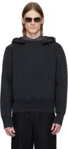 Our Legacy Relic Cropped Distressed Cotton-jersey Hoodie In Pigment Black Hefty