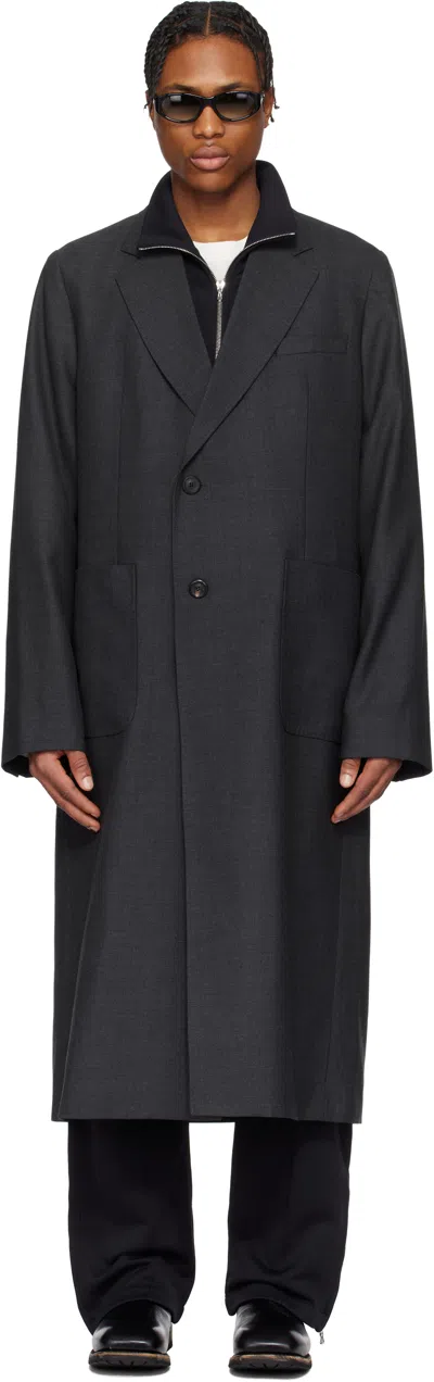 Our Legacy Black Robe Coat In Premium Charcoal Off