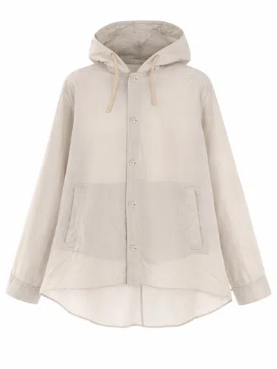 Our Legacy Black Rover Shirt Hooded Cupro Jacket In White