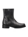 Our Legacy Block Heel Round Toe Smooth Finish Boots In Black