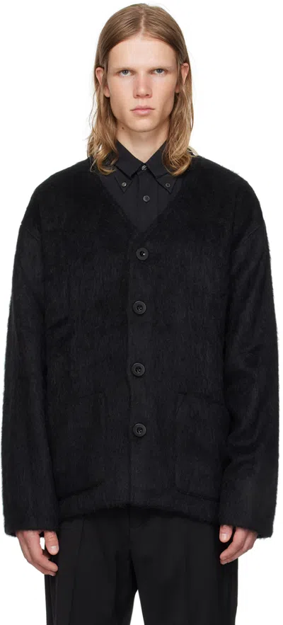 Our Legacy Black Shag Knit Cardigan In Black Mohair