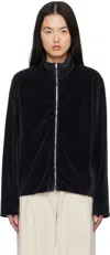 Our Legacy Black Shrunken Fullzip Track Jacket In Phantom Stripe