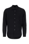 Our Legacy Classic Black Silk Shirt With Contrasting Button Closure In Black