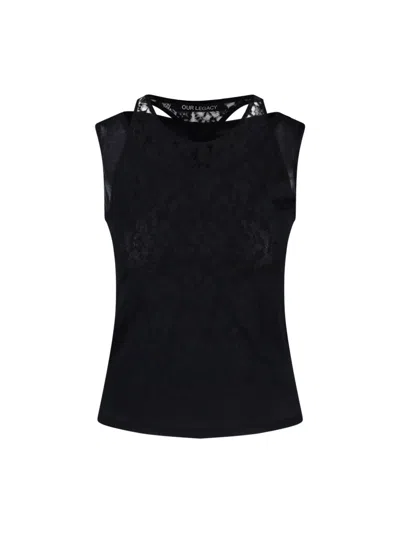 Our Legacy Swim Layered-effect Cotton-blend Tank In Black