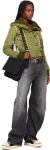 Our Legacy Black Slim Satchel Bag In Static Black Papyrus