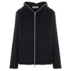 Our Legacy Textured Full Zip Hood Sweatshirt With Cozy Hood In Black