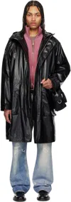 Our Legacy Tempesta Cotton Faux Leather Parka In Black Rich Pleather