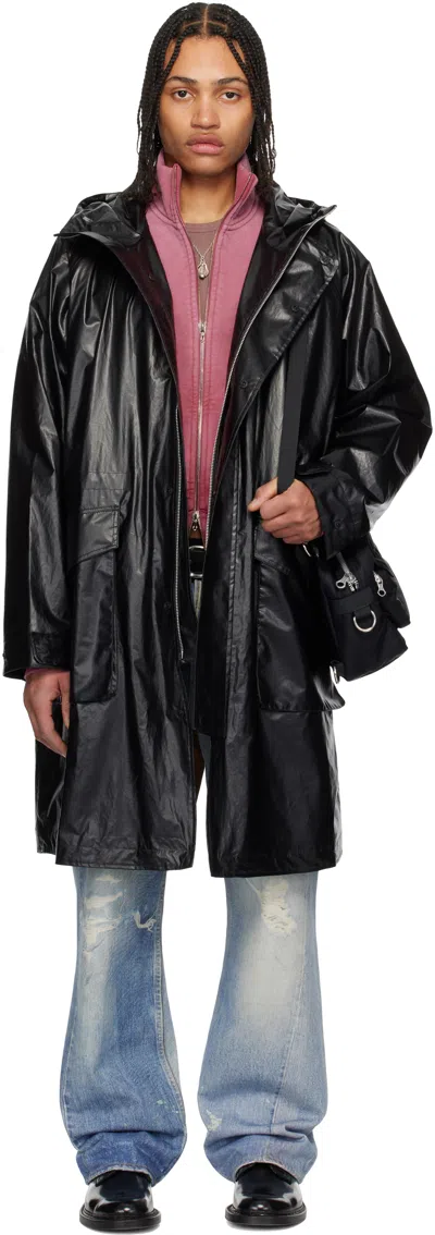 Our Legacy Tempesta Cotton Faux Leather Parka In Black Rich Pleather Cotton