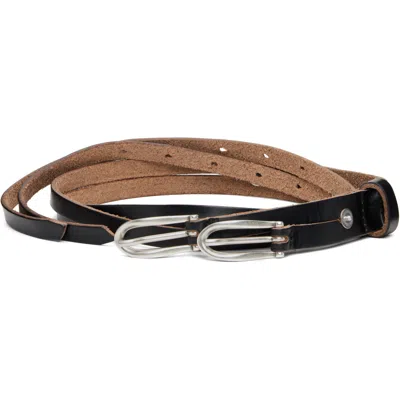 Our Legacy Black Twin Tongue Belt In Black Chromexcel Lea