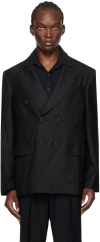 Our Legacy Black Unconstructed Db Blazer In Black Panama Wool