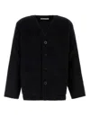 Our Legacy Textured V-neck Cardigan With Button-down Front In Black
