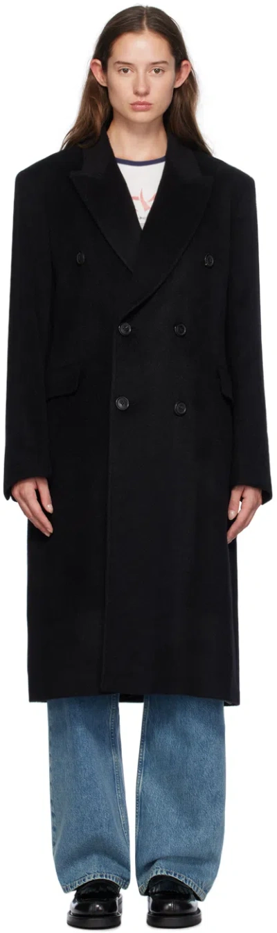 Our Legacy Black Whale Coat In Black Hairy Wool