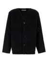 Our Legacy Textured V-neck Cardigan With Button-down Front In Blue
