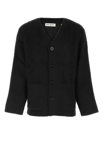 Our Legacy True Raglan Knit Cardigan Sweater In Black