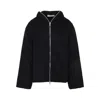Our Legacy Textured Full Zip Hood Sweatshirt With Cozy Hood In Black