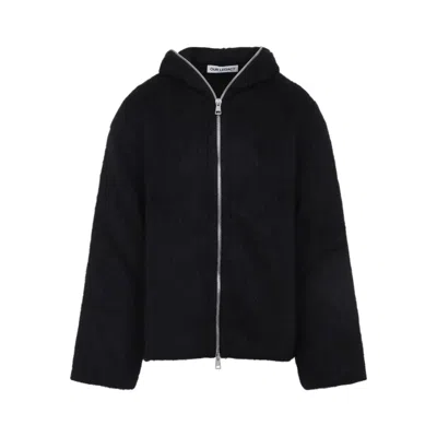OUR LEGACY BLACK WOOL FULL ZIP HOOD SWEATSHIRT
