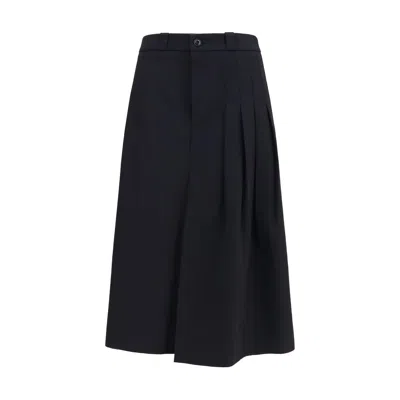 Our Legacy Origami Asymmetric Pleated Virgin Wool Skirt In Black