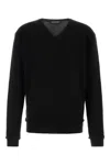 Our Legacy V-neck Wool Sweater With Ribbed Cuffs And Hem In Black