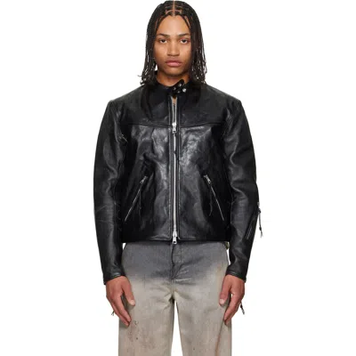 Our Legacy Black Yurei Leather Jacket In Multi