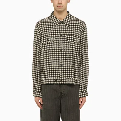 OUR LEGACY OUR LEGACY BLACK/WHITE COTTON BLEND CHECKED SHIRT JACKET
