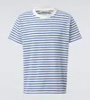 Our Legacy Bliss White Cotton T-shirt With Blue Stripes In Blue