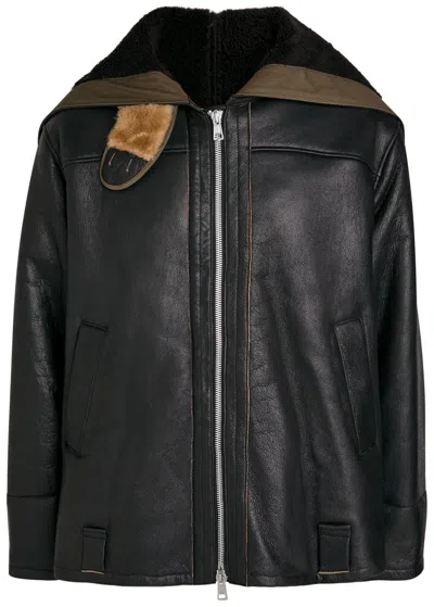 Our Legacy Blizzard Hooded Grained Leather Jacket In Black
