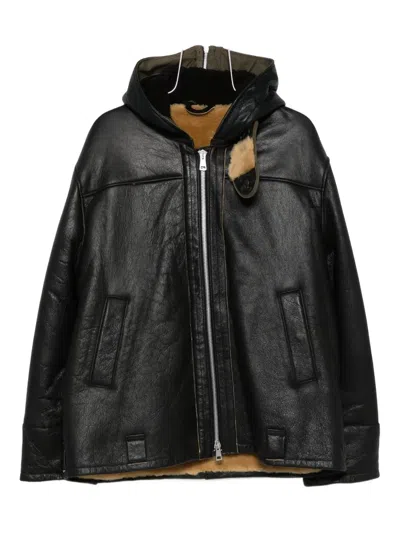 Our Legacy Blizzard Hooded Leather Jacket In Black