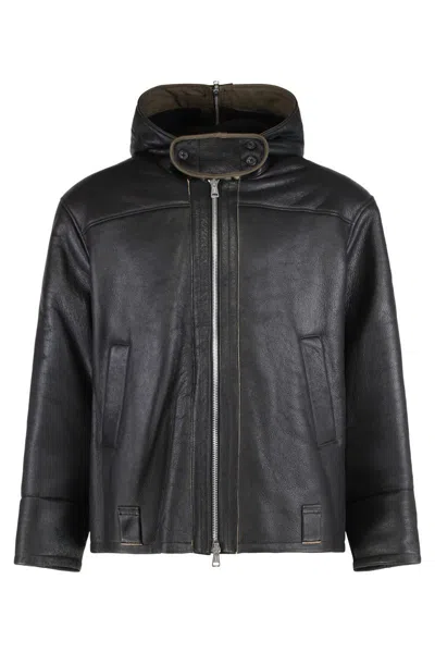 Our Legacy Sheepskin Aviator Jacket Hood And Belt In Black