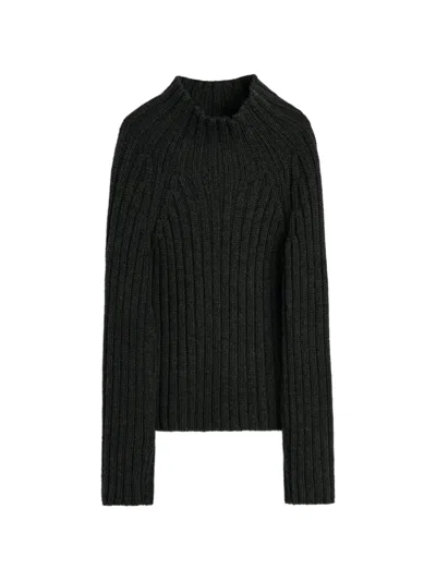 Our Legacy Block Funnel Ribbed Sweater In Black