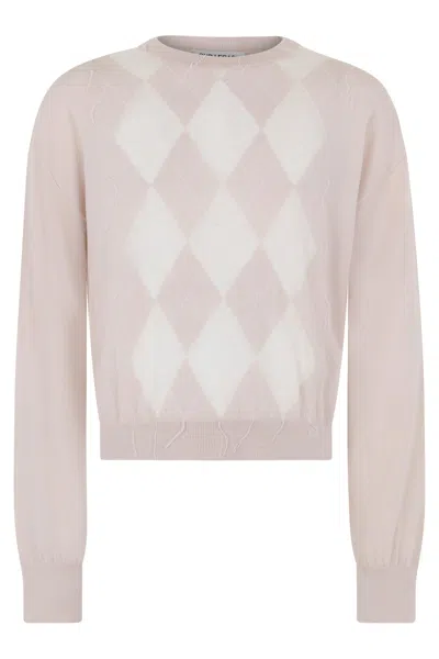 Our Legacy Blossom Beige Sweater With Diamonds In Gray