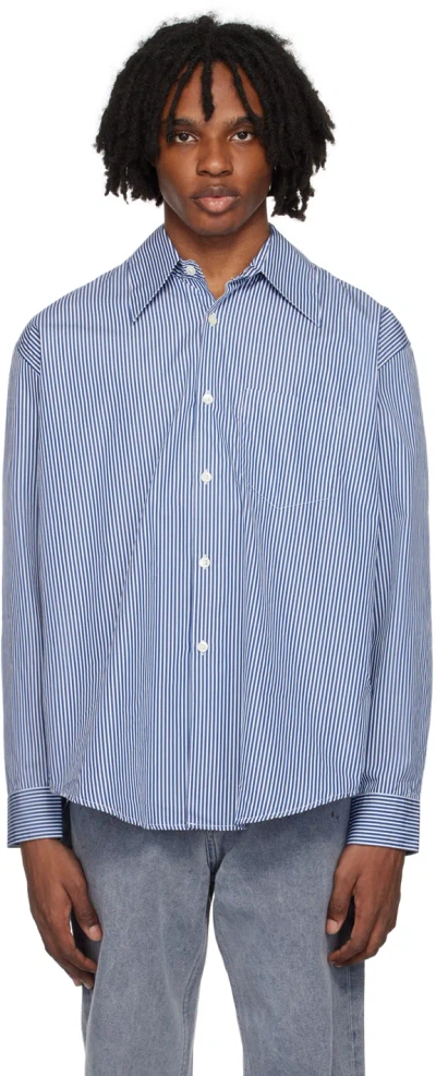 Our Legacy Blue & White Coco 70s Shirt In Blue Mid Mgmt Stripe